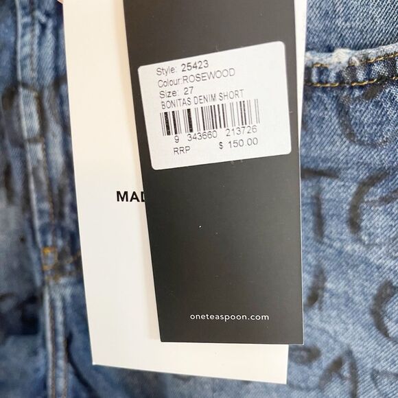 ONE TEASPOON Bonitas HIGH WAIST MOM FIT SHORT with graffiti design NWT 33 - Picture 7 of 14